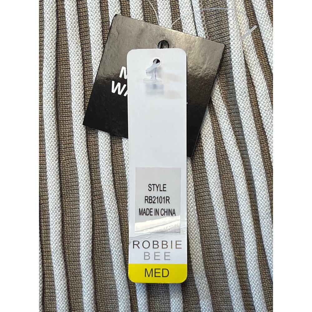 NWT Robbie Bee Rib Pleated Sweater Dress Tan/White Women’s Med - Picture 6 of 13